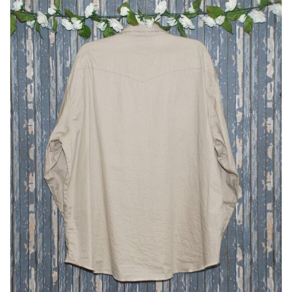 Wrangler Western Workwear Men's Shirt Size XXL Tan Brown Button Down Long Sleeve - Picture 5 of 6